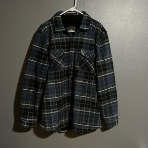 Flannel jacket with wool inside size XXL black and blue gray.